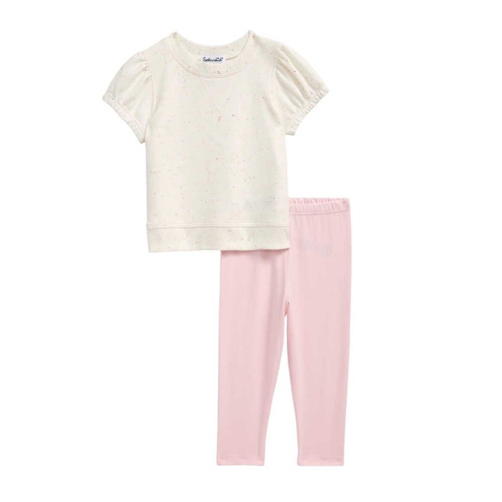 SPLENDID BABY GIRL SPECK PUFF SLEEVES SHIRT & LEGGINGS SET